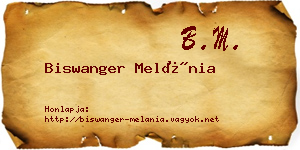 Biswanger Melánia névjegykártya